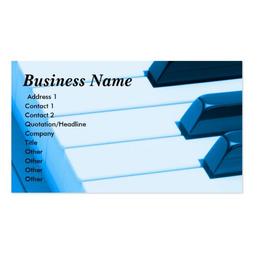 Blue Piano Keys Keyboard Business Card