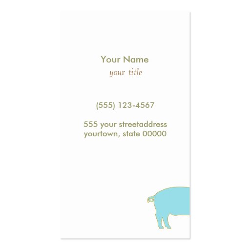 Blue Pig  Business Card (back side)