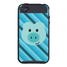 Blue Pig Striped iPhone 4 Case