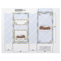 Blue Pinch Box Party Favors. African American Baby Personalized Flyer