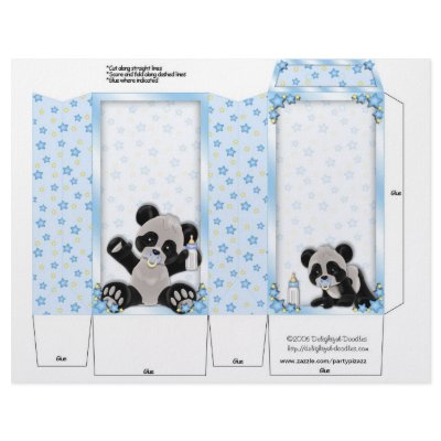 Blue Pinch Box Party Favors Panda bear Baby Shower Full Color Flyer by partypizazz