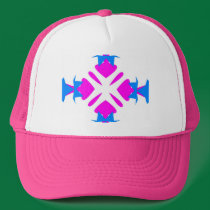 Blue pink abstract design hat