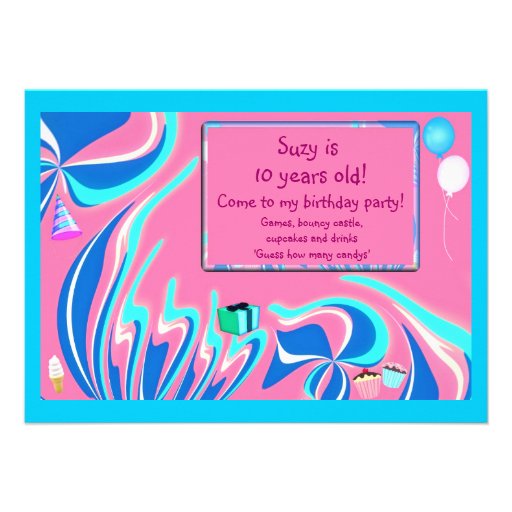 Blue, pink and aqua fantasy custom announcements