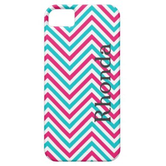 Blue, Pink and White Chevron iPhone 5 Case