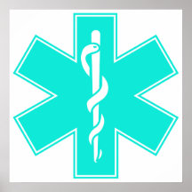 Blue Pink Aqua Baby Hot  Nurse EMS Star of Life Poster