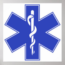 Blue Pink Aqua Baby Hot  Nurse EMS Star of Life Print