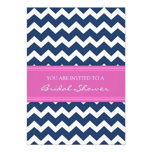 Blue Pink Chevron Bridal Shower Invitation Cards