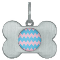 Blue Pink Chevron Pet Name Tag