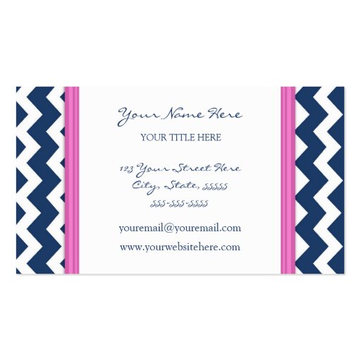 Blue Pink Chevron Retro Business Cards (back side)