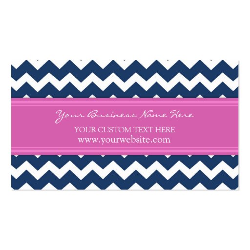 Blue Pink Chevron Retro Business Cards (front side)