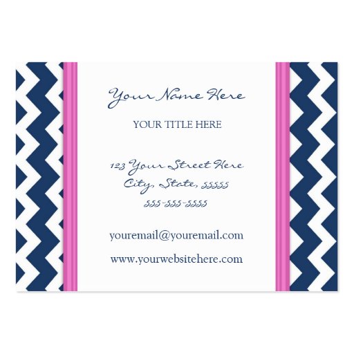 Blue Pink Chevron Retro Business Cards (back side)