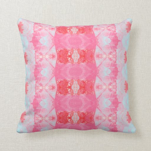 blue pink cushion throw pillow Zazzle