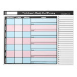 Blue & Pink Custom Weekly Meal Planning Notepad