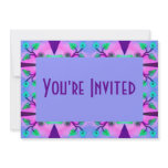 blue pink flower abstract invitations