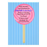 Blue & Pink Lollipop Girls Birthday Invitation