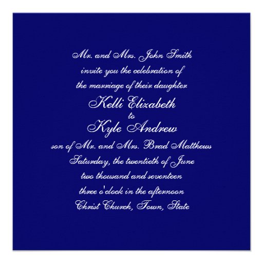 Blue Pink Monogram Wedding Invitations