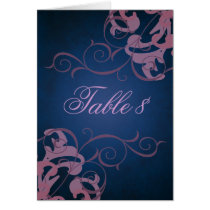 Blue & Pink Scroll Table Card