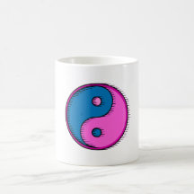 Blue Pink Windblown Yin Yang Coffee Mugs
