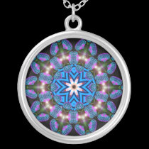 Blue Pinky Fractal Geometric Photo Necklace necklaces