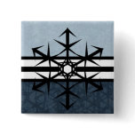 Blue Pinstripe Holiday Snowflake Button