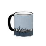 Blue Pinstripe Holiday Snowflake Mug