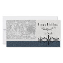 Blue Pinstripe Holiday Snowflake Photo Card photo cards by PheteFirst Blue Pinstripe Holiday Snowflake Photo Card photo cards