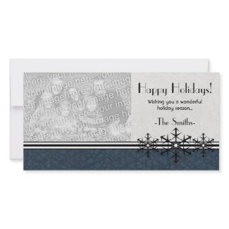 Blue Pinstripe Holiday Snowflake Photocard
