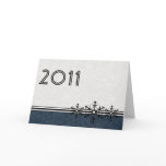 Blue Pinstripe New Year's Snowflake Card