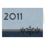 Blue Pinstripe New Year's Snowflake Card