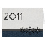 Blue Pinstripe New Year's Snowflake Card