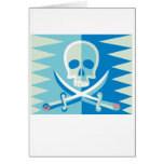 Blue Pirate Skull and Crossbones Greeting Cards