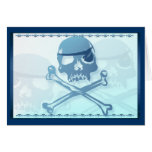 Blue Pirate Skull and Crossbones.Card