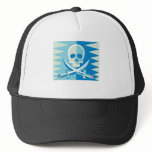 Blue Pirate Skull and Crossbones Mesh Hat