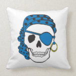 Blue Pirate Skull Pillow pillows