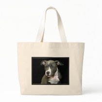 Blue Pitbull Puppy Canvas Bags