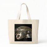 Blue Pitbull Puppy Tote Bag