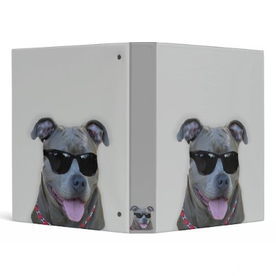 Blue pitbull with glasses binders by ritmoboxer