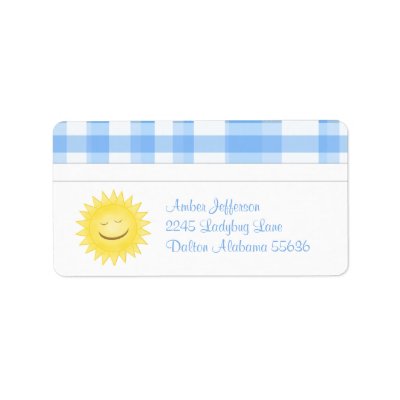 Blue Plaid and Sunshine Address Labels by SayItNow