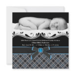 baby boy photo birth announcements, blue black boy