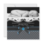 baby boy photo birth announcements, blue black boy