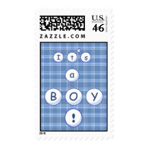 Blue Plaid Baby Postage Stamp