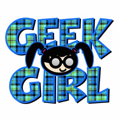 Blue Plaid Geek Girl with Graphic Photo Cut Out by geekme