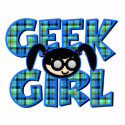 Blue Plaid Geek Girl with Graphic photo sculptures