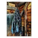 Blue Plaid Jacket in Cabin Greeting Cards