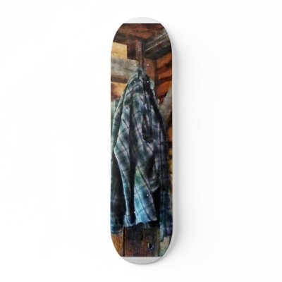 Blue Plaid Jacket in Cabin Skate Board by SusanSavad