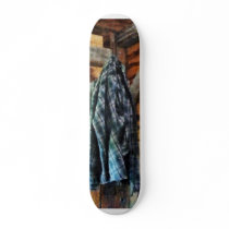 Blue Plaid Jacket in Cabin Skate Board