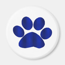 Blue Plaid Paw Print Refrigerator Magnet