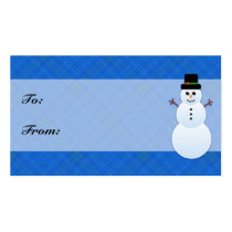 Blue Plaid Snowman Holiday Gift Tags business cards by mariannegilliand Blue Plaid Snowman Holiday Gift Tags business cards