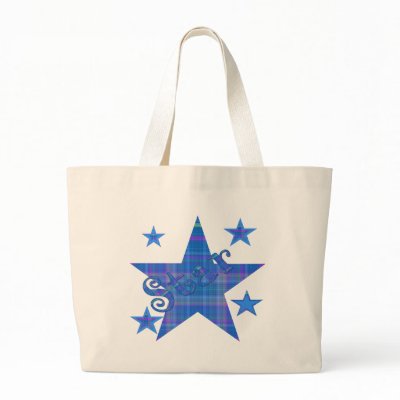 Blue Plaid STAR Tote Bag by dollface766