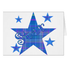 Blue Plaid STAR Greeting Cards